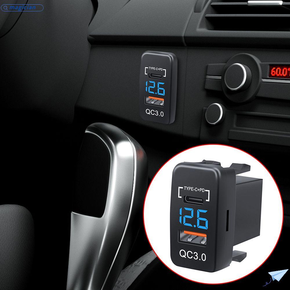 Ổ Cắm Sạc Nhanh USB Có Đèn LED Hiển Thị Vôn Kế Cho Xe Hơi