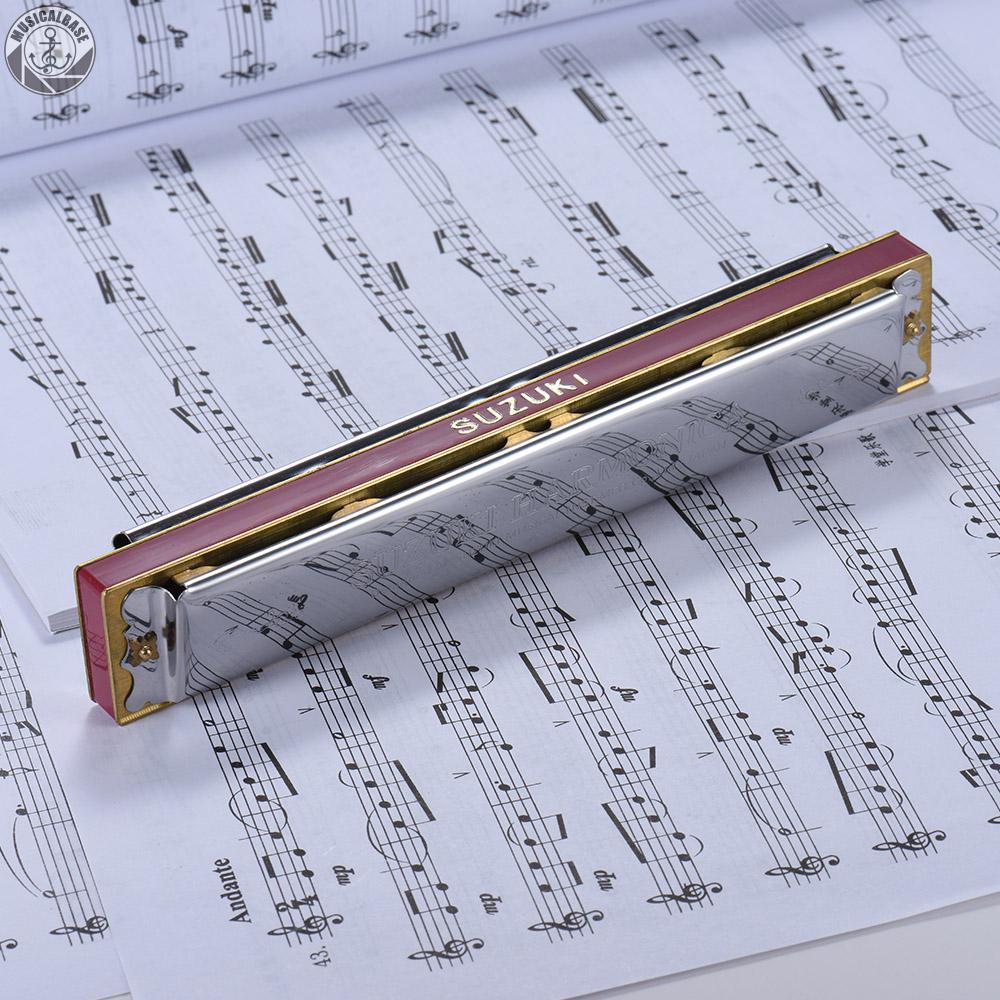 SUZUKI Kèn Harmonica Tremolo 24 Lỗ Kèm Hộp Vệ Sinh Cho Người Mới Bắt Đầu