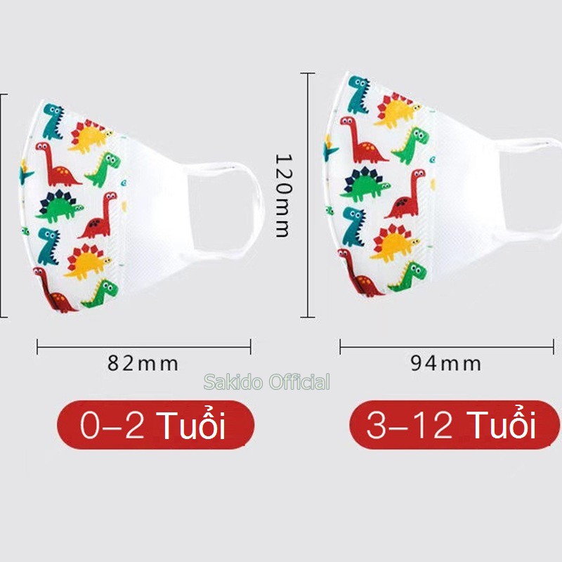 Khẩu trang 3D 4 lớp cho bé sơ sinh đến 12 tuổi 3D, kháng khuẩn chống nước set 5 chiếc SAKIDO | BigBuy360 - bigbuy360.vn