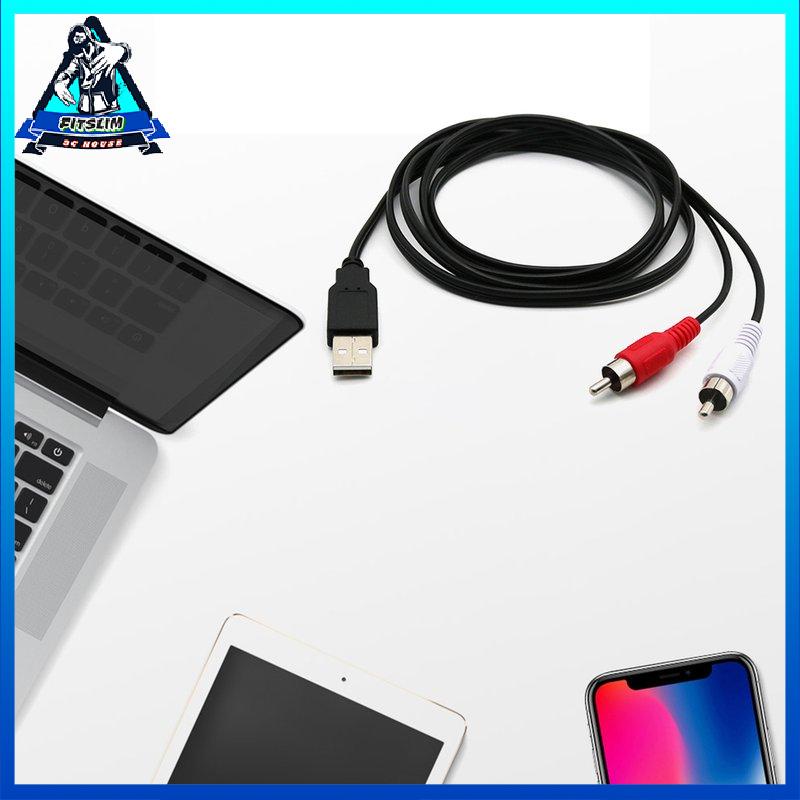[Fitslim] USB A Male To 2X RCA Phono Male AV Cable Lead PC TV Aux Audio Video Adapter