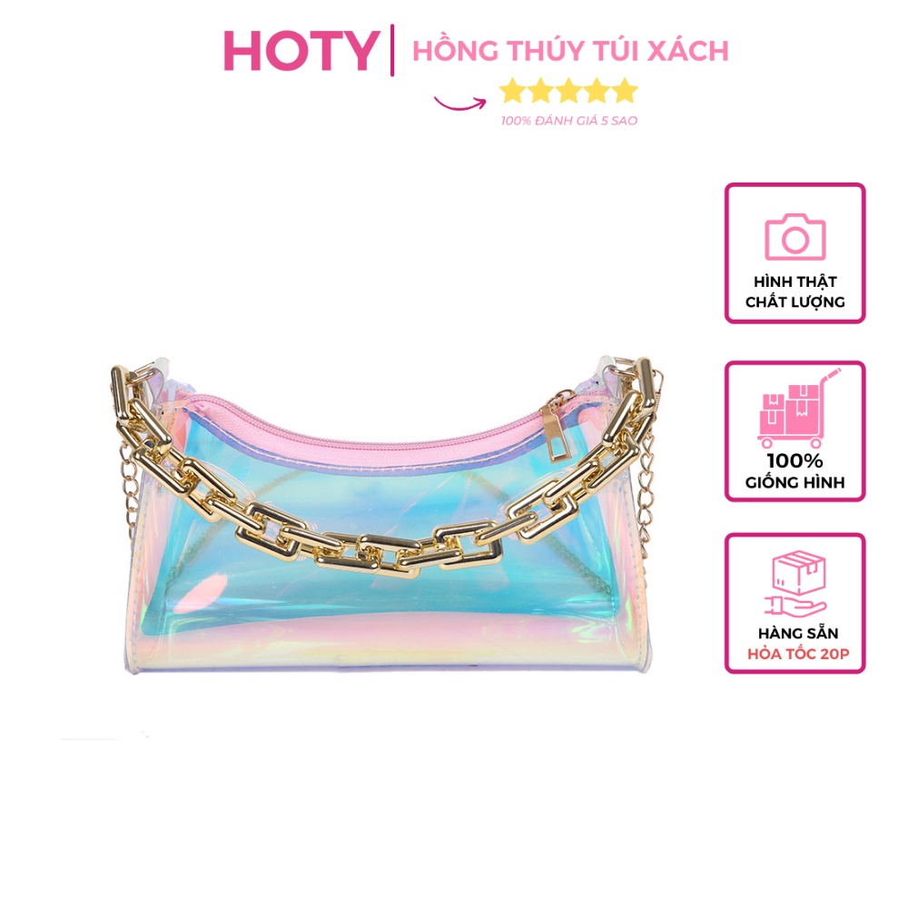 Túi Kẹp Nách Trong Suốt Dây Xích ⭐FREESHIP⭐ Túi Xách Nữ Sọc V Túi Đeo Vai Nữ Giá Rẻ