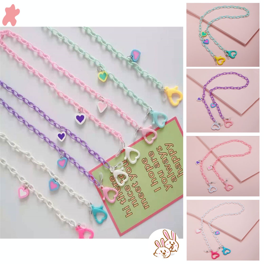 Dây đeo mắt kính chống trượt chống mất 4 màu hình trái tim đáng yêu bằng acrylic