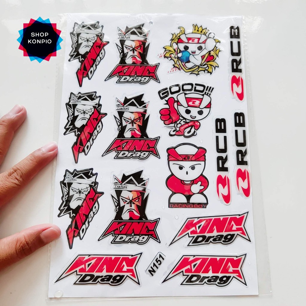 Bộ Tem Sticker KingDrag RCB Dập Nổi Cao Cấp Dán Xe Máy, Ô Tô, Mũ Bảo Hiểm, Chống Thấm Nước, Chống Bay Màu