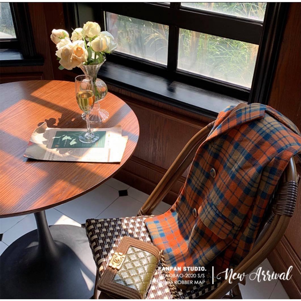 Áo Khoác Blazer Kẻ Sọc Phong Cách Retro Màu Siêu Tây Cho Nữ