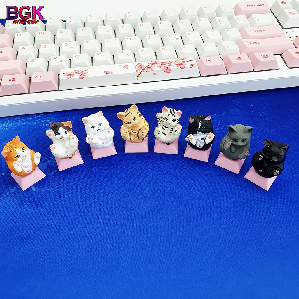 Keycap lẻ hình Mèo Con Nằm Ngửa Liếm Bi cực kỳ dễ thương ( keycap Artisan )