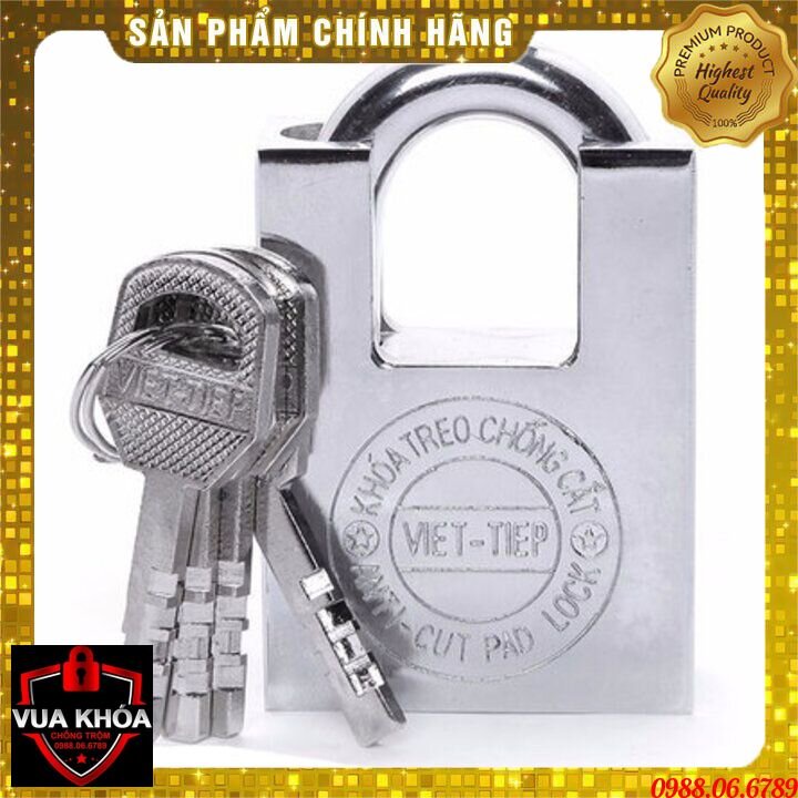 Ổ khóa cửa treo Việt Tiệp hợp kim chống cắt màu trắng⚡FREE SHIP⚡ Khóa cần chìa chống quên chìa. hợp kim thép cao cấp