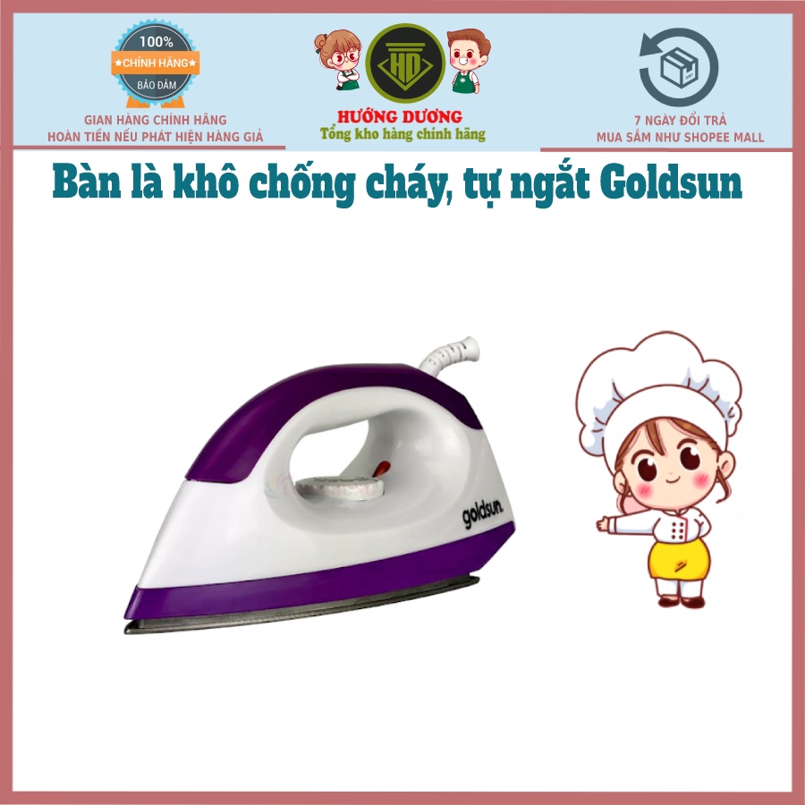 Bàn ủi,bàn là mặt nhôm chống dính Goldsun GIR2201 công suất 1000W chống cháy nổ bảo hành 12 tháng