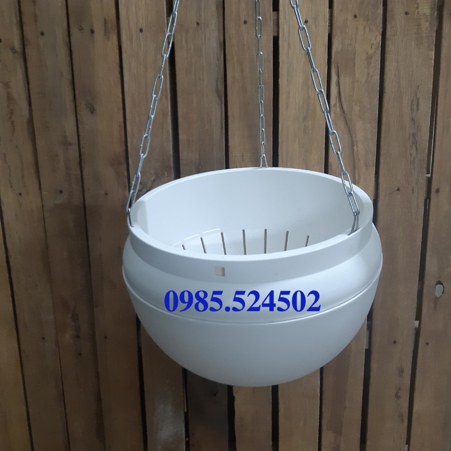 Chậu treo tròn hai đáy trữ nước dưới đáy đường kính 24cm