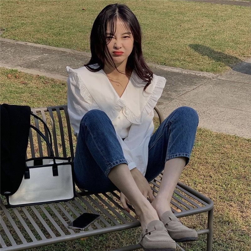 Áo Sơ Mi Cổ Búp Bê Phong Cách retro Thời Trang Mùa Xuân Mới