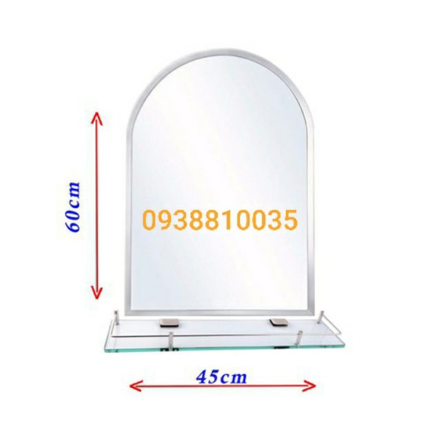 BỘ GƯƠNG VÀ KỆ GƯƠNG NHÀ TẮM KT 45x60cm KÈM PAS GƯƠNG