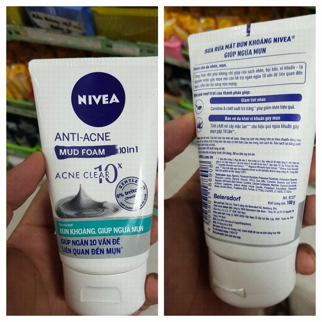 Sữa rửa mặt bùn khoáng giúp ngăn ngừa mụn Nivea Anti Acne Mud Foam (100g)