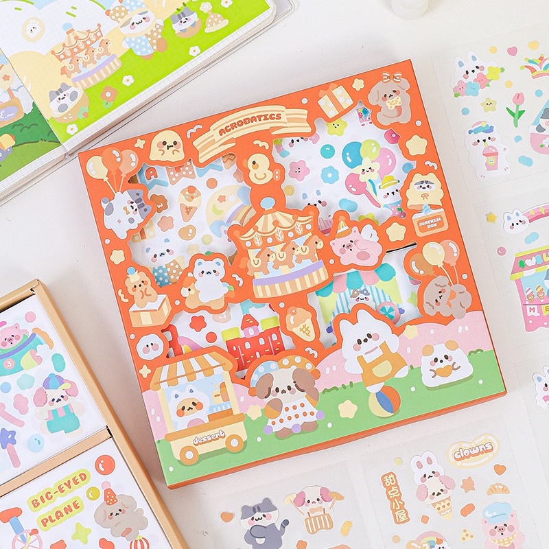 🌸Sticker 100 tấm Hộp quà tặng 100 tấm trang trí bìa sách sổ lưu niệm dễ thương🌸