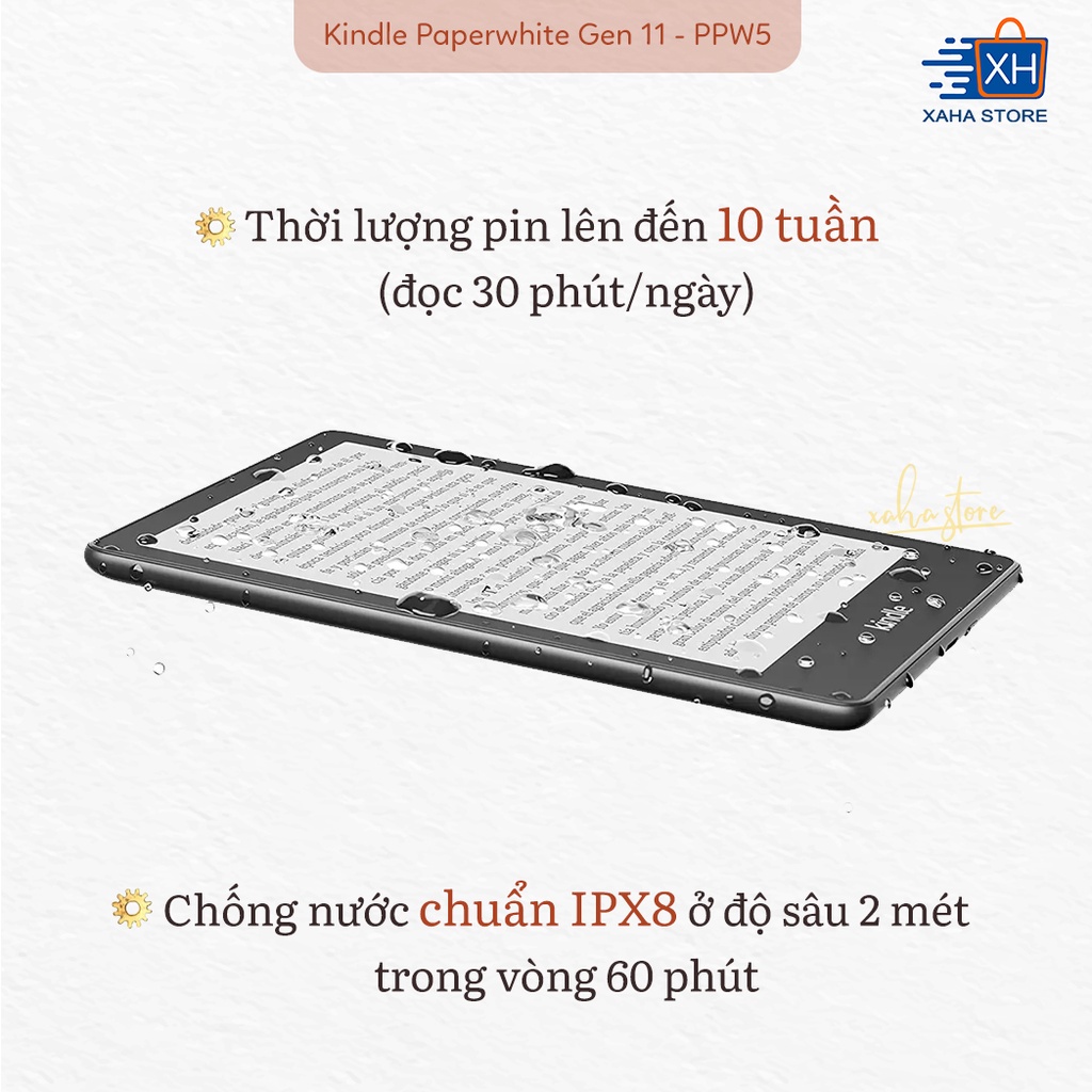 Máy Đọc Sách Kindle Amazon Paperwhite 5 11th generation 2021 NEW 100% Đèn Vàng Màn Hình 6.8 Inch Chống Nước- Xaha Store | WebRaoVat - webraovat.net.vn