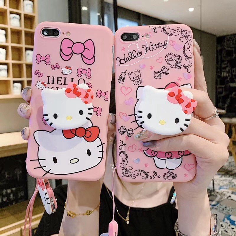 Ốp điện thoại TPU+giá đỡ Hello Kitty cho OPPO A3 A37 A39 A57 A3s AX5 F1S A59 A59s A7 A5S A71 2018 A1 A83 2020 F11 A9 F9