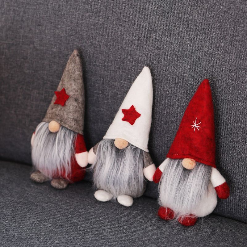 Búp Bê Nhồi Bông Hình Ông Già Noel Đội Mũ Swedish Gnome Handmade Trang Trí Giáng Sinh