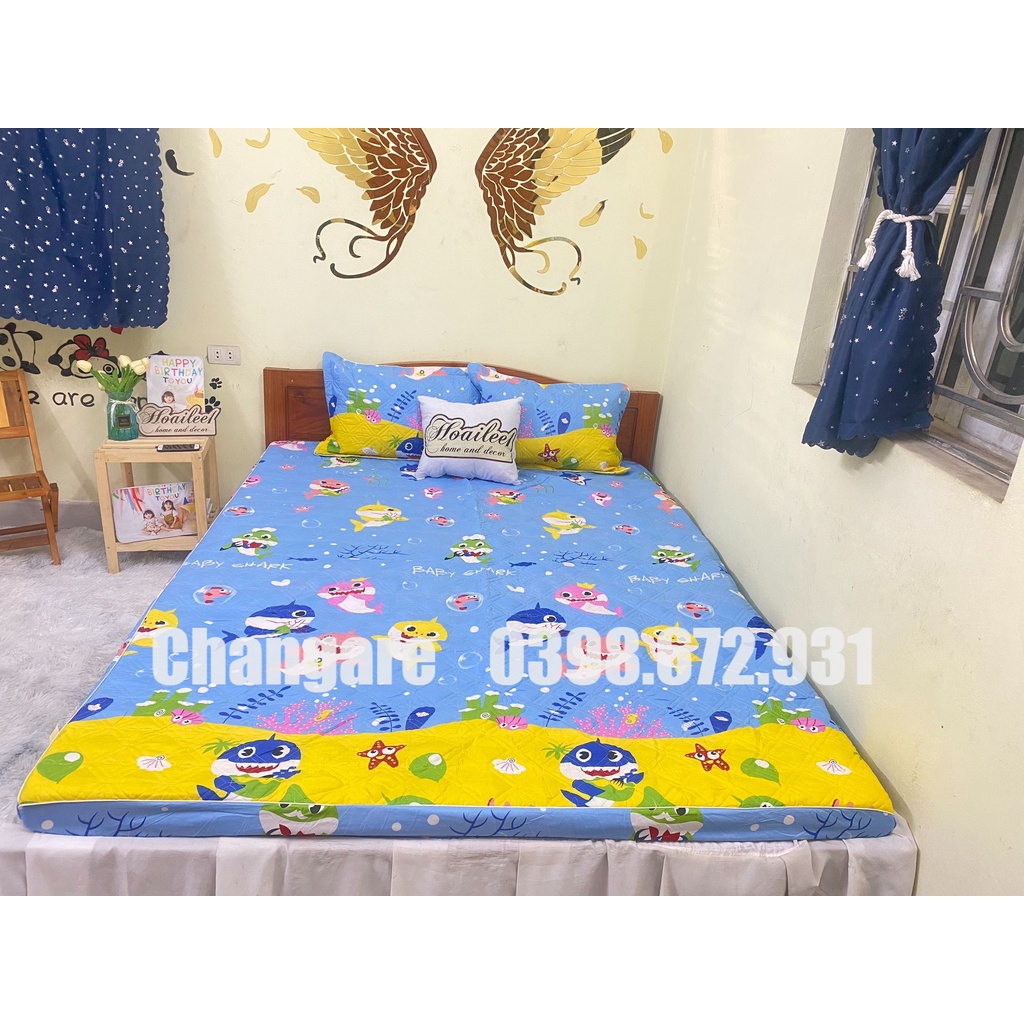 Bộ ga gối chun trần bông và 2 vỏ gối đầu,Ga Dày Dặn- Ga Trải Giường Cam Kết Bọc Đệm Không Xô