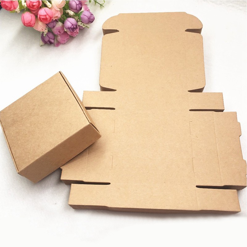 100Pcs Paper Nice Kraft Packaging Box Small Size-brown