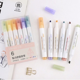 Bộ Bút Dạ Highlighter 6 Cây Màu Retro