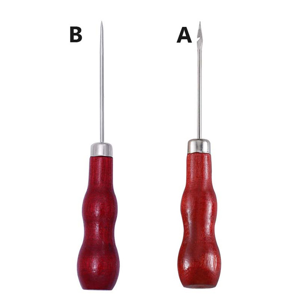 1 Kim Đục Lỗ Tay Cầm Bằng Gỗ Dùng May Giày Da Diy