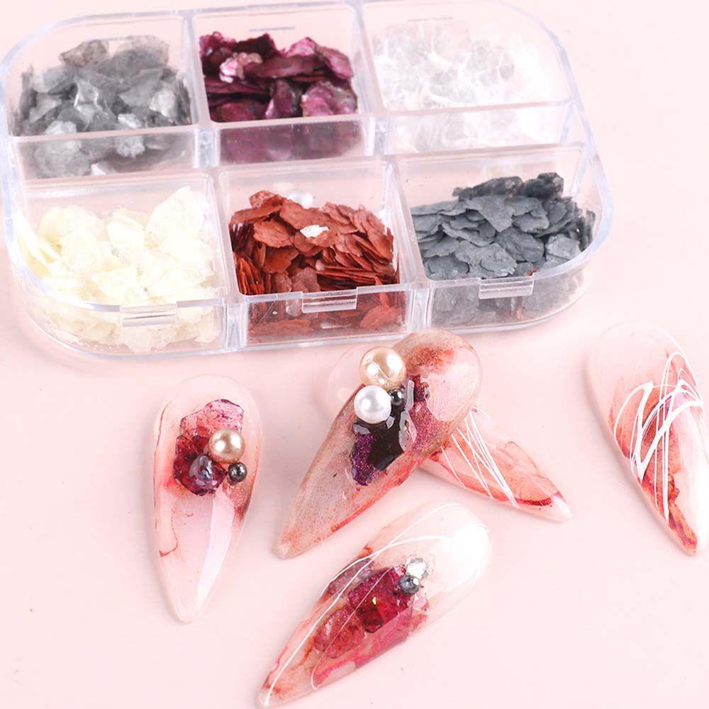 Hộp Kim Tuyến Siêu Mỏng Lấp Lánh Hình Đá Hoa Cương Nhiều Màu Sắc Trang Trí Móng Tay Nghệ Thuật