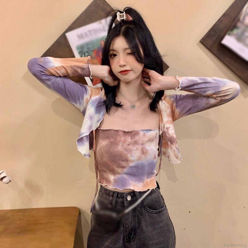 Áo Khoác Lửng Màu Nhuộm Thời Trang Mùa Thu Cho Nữ