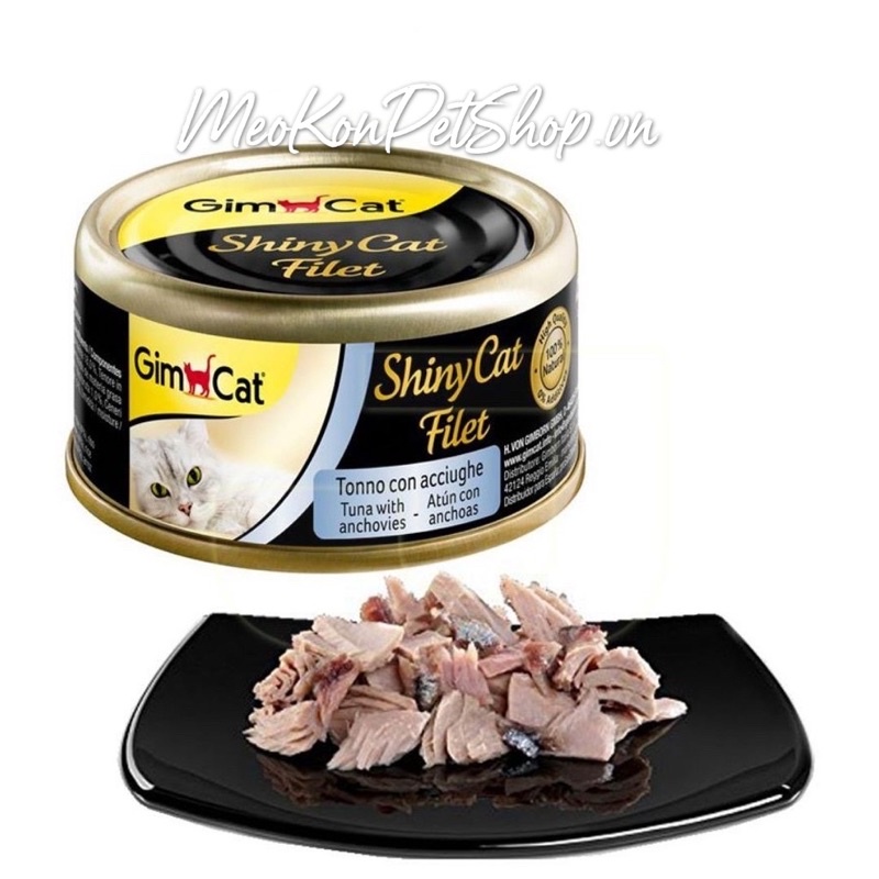 Pate lon thức ăn cho mèo Gimcat Shiny Cat Filet lon 70 gr đủ vị