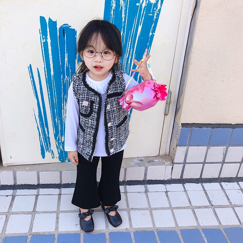 Túi Xách Tay Đeo Chéo Vai Dây Xích Màu Kẹo Đính Ngọc Trai Cho Nữ