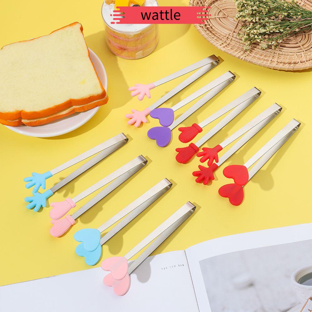 Kẹp gắp đá bánh mì BBQ đồ ăn vặt mini thép không gỉ silicone tay cầm chống trượt sáng tạo dành cho nhà bếp