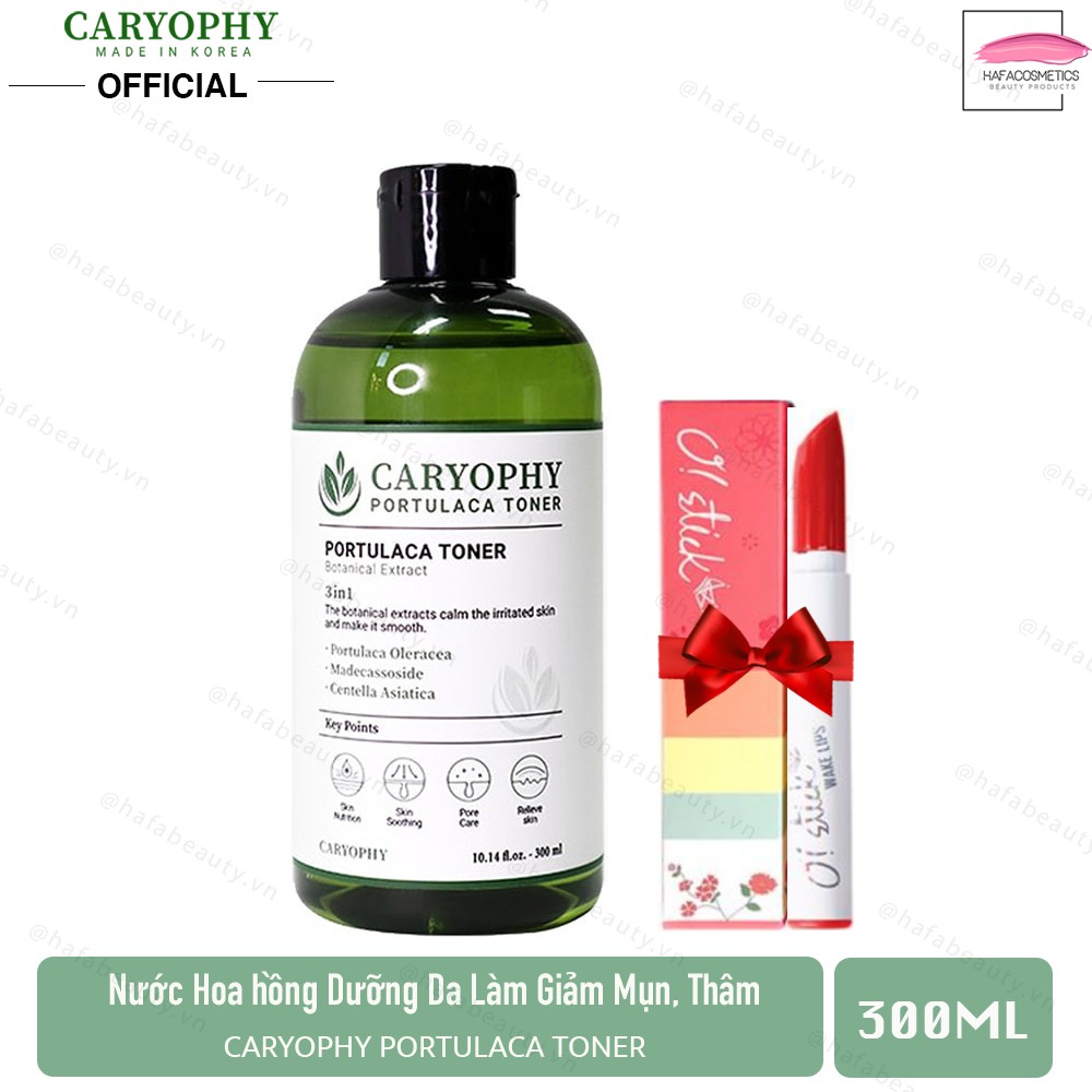 Nước hoa hồng giảm mụn thâm Caryophy Portulaca Toner 300ml + Son thỏi Gani O! Stick (màu ngẫu nhiên)