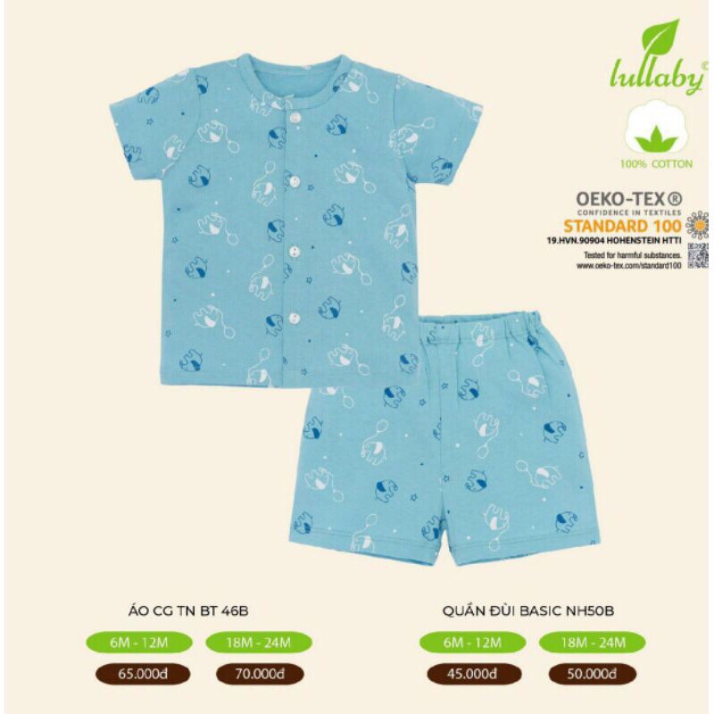 [XẢ KHO ] Bộ cộc cúc giữa 100% cotton in hình ngộ nghĩnh Lullaby