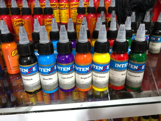 Sét mực tập 7 màu intenze,chỉ dùng xăm lên da tập xăm