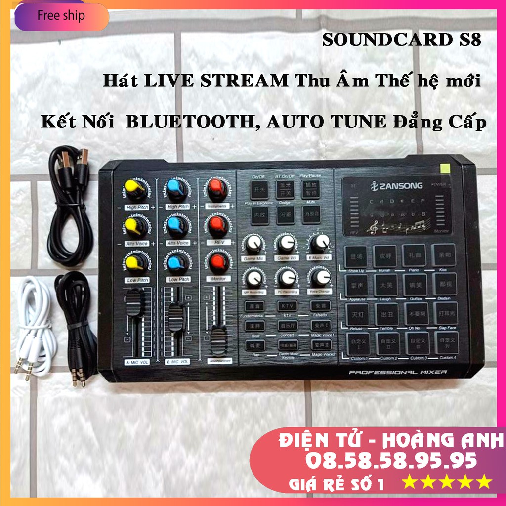 Sound card S8 cực hay-autotune-livestream-loa ngoài và kết hợp Cubase hát live(Mic AT100-BM 900-AQ220-S8-V8-V9-V10-k320)