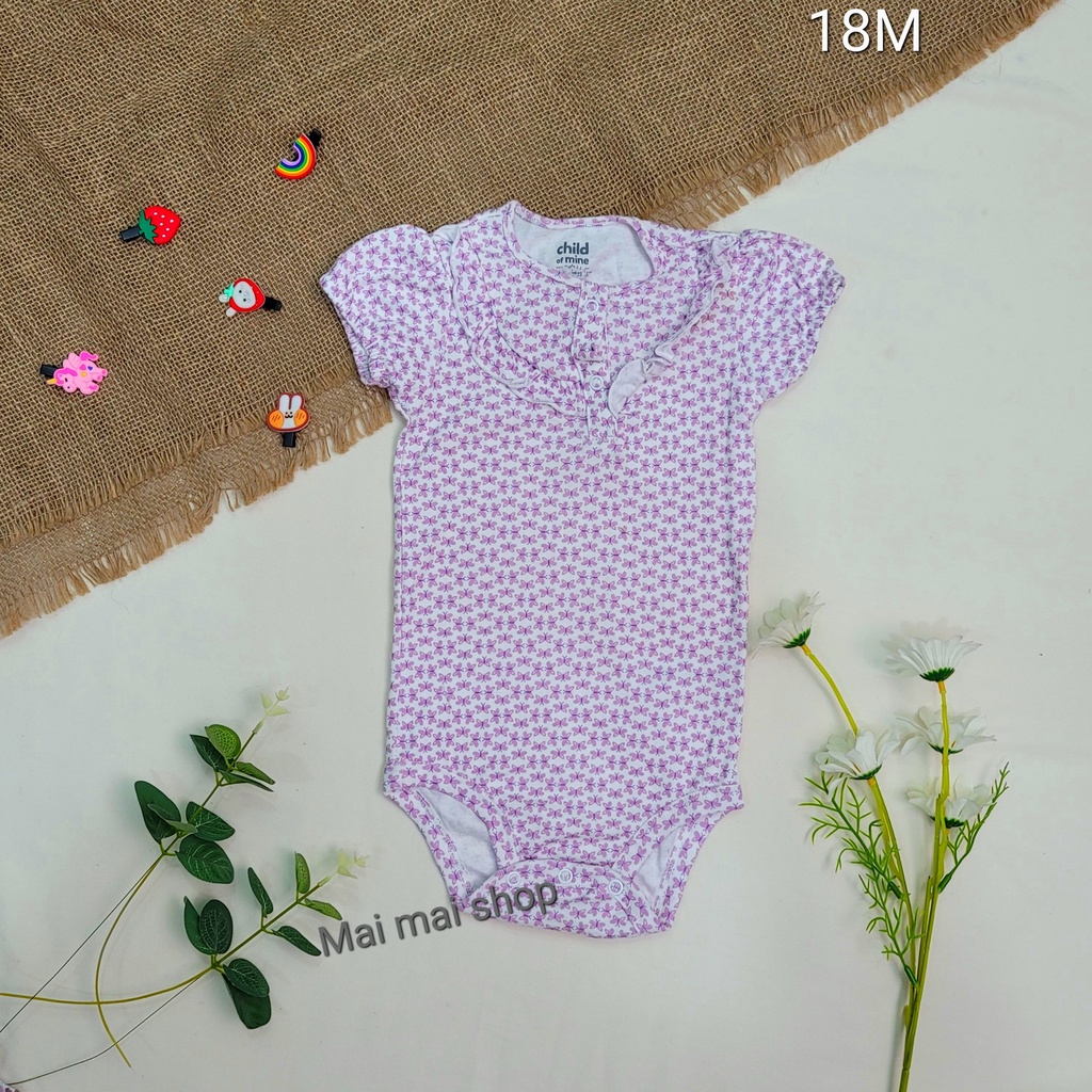 Body chip TAY NGẮN, CÁNH TIÊN xuất dư cổ tròn, cổ đáp vai cho bé gái- Bộ liền thân cho bé