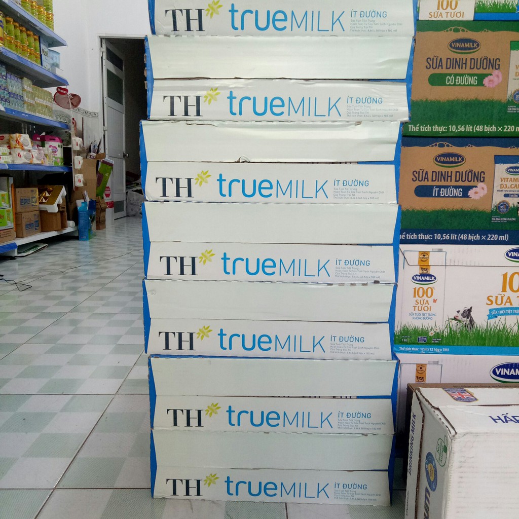 Sữa TH true Milk 180ml/110ml có đường/ít đường/không đường thùng 48 hộp