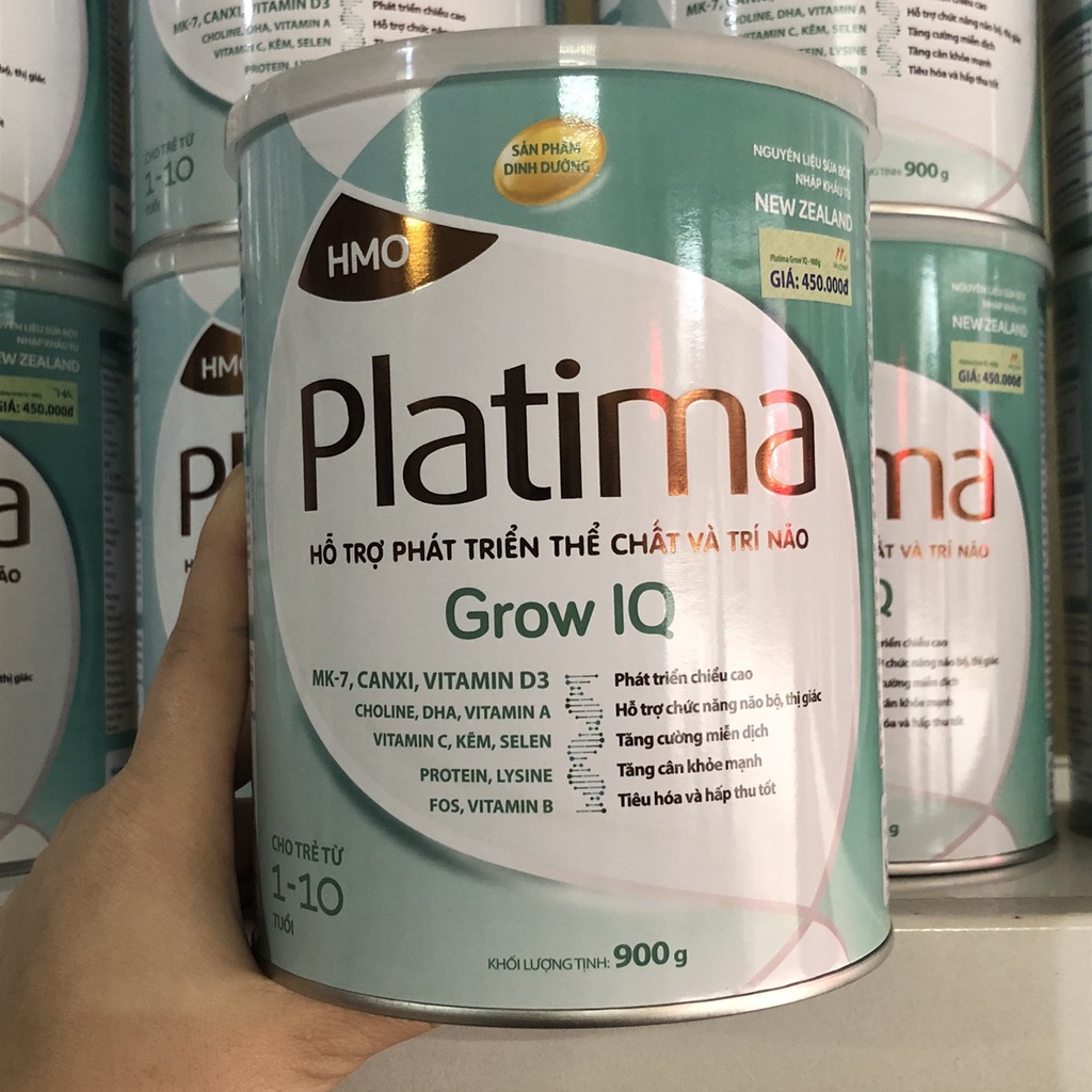 Sữa Bột Platima Grow IQ Phát Triển Chiều Cao Trí Não Cho Trẻ 1-10 Tuổi Lon 900g