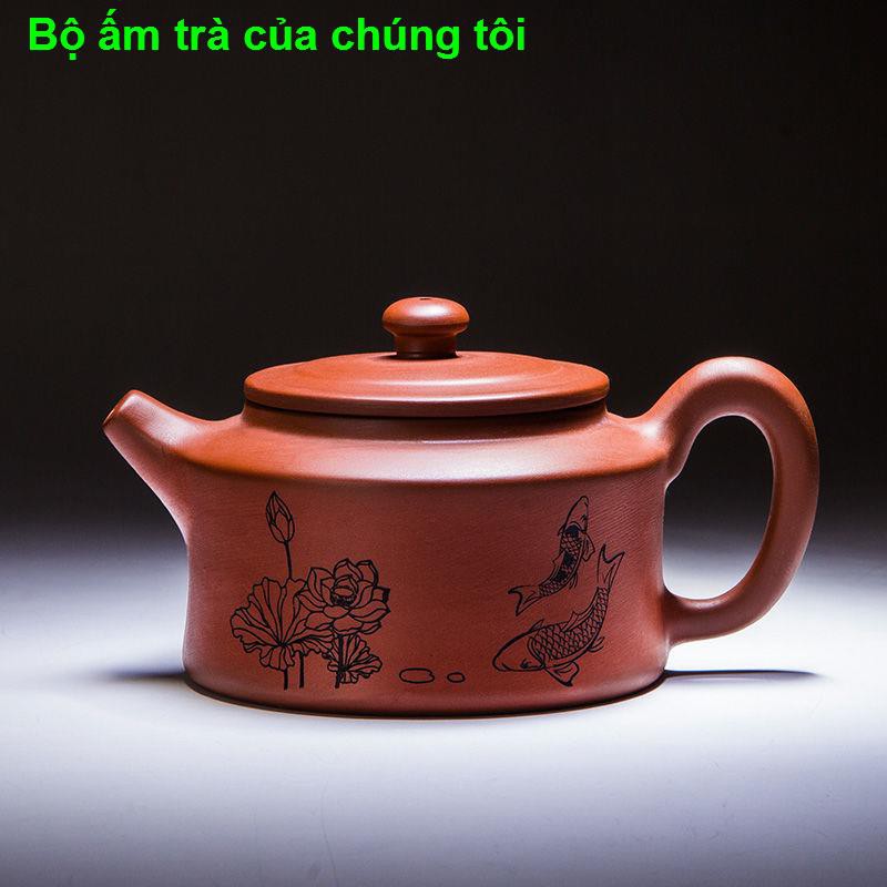 nhà cửa đời sốngYixing đất sét tím ấm trà nguyên quặng Xishi gốm sứ nhà làm thủ công đồ gia dụng bộ Kungfu