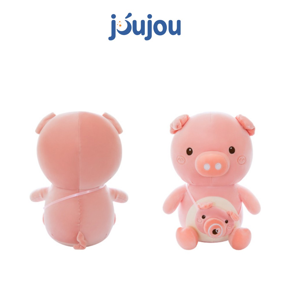 Gấu bông heo hồng đeo túi size 40-50cm cao cấp JouJou mềm mịn dễ thương