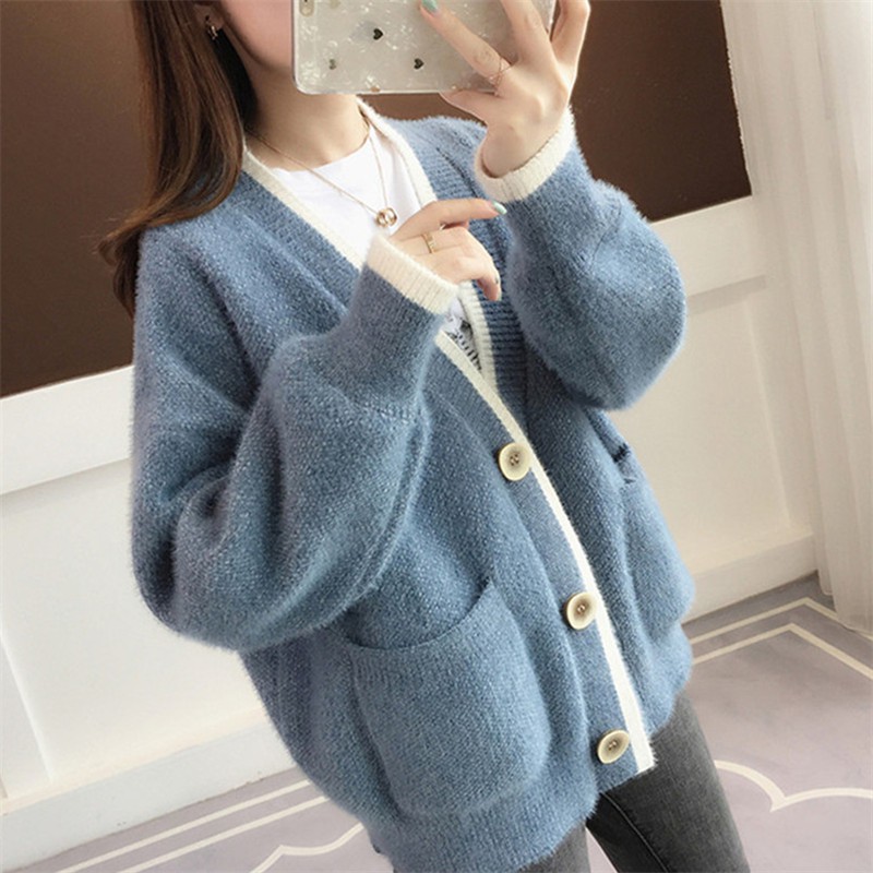 Áo Sweater lông chồn dày dặn thời trang thu đông cho nữ