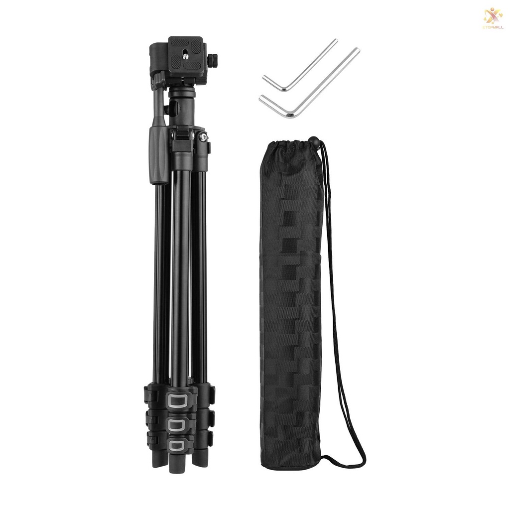 ET Andoer Q160HA Professional Video Tripod Horizontal Mount Heavy Duty Camera Tripod with 3-Way Pan &amp; Tilt Head for DSLR Cameras Camcorders Mini Projector Compatible with