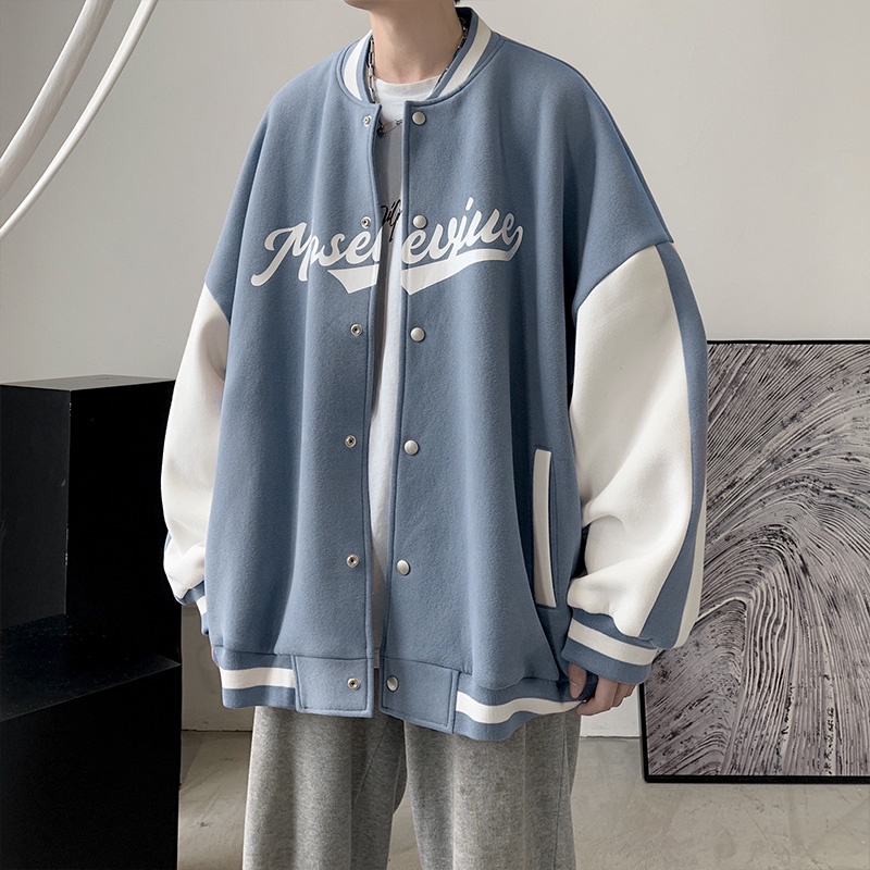 Áo khoác bóng chày dáng rộng thời trang thu đông