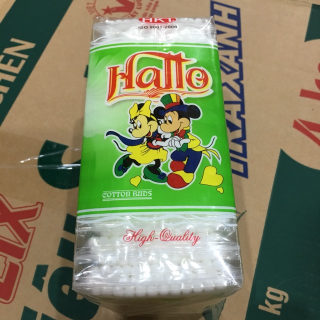 1 lốc (12 bịch) bông ráy tai Hallo 100% cotton