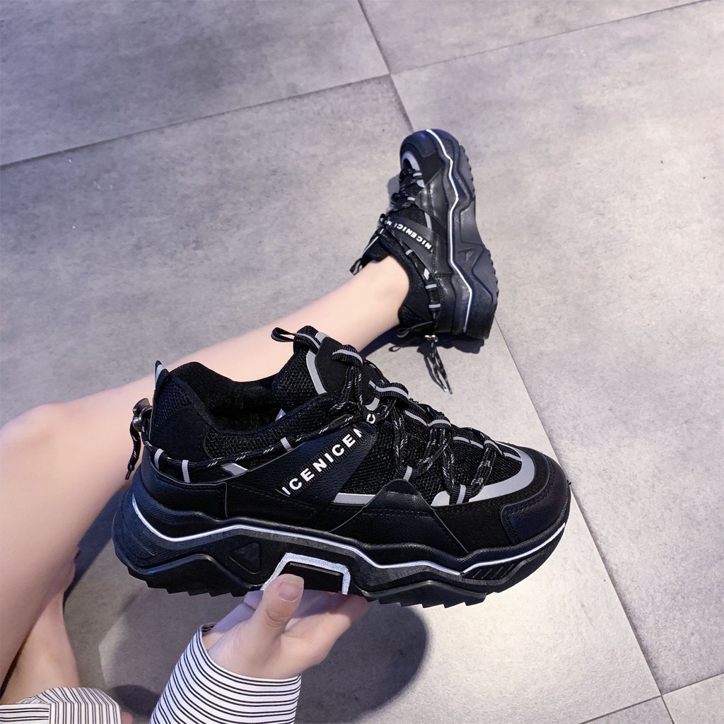 Giày thể thao nữ viền phản quang Ulzzang cao cấp màu sắc cá tính - Giày sneakers nữ form chuẩn