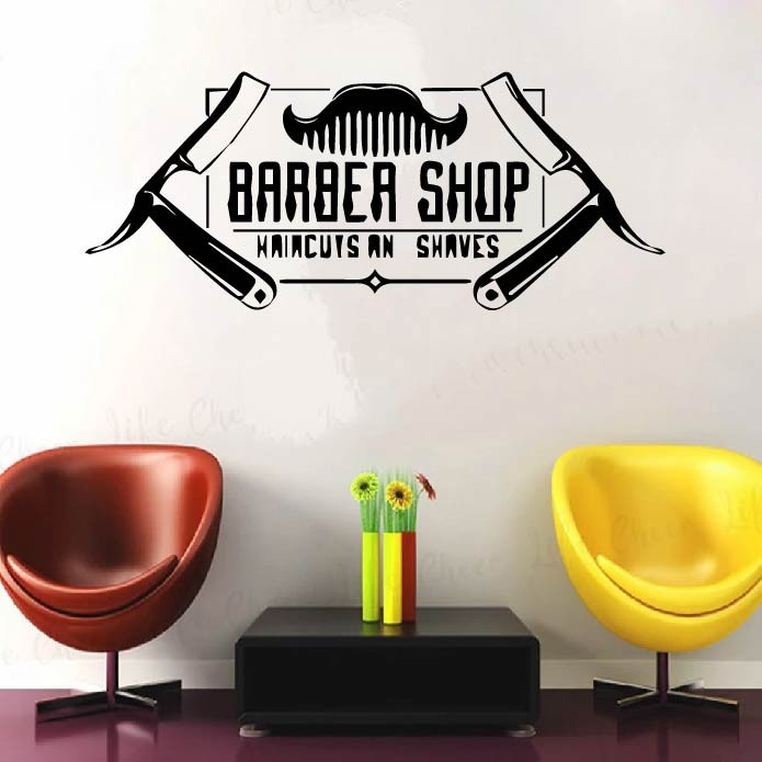 Decal Trang trí Barber, Salon cắt tóc, thu hút khách hàng, tăng doanh thu, tạo điểm nhấn cho cửa tiệm P4