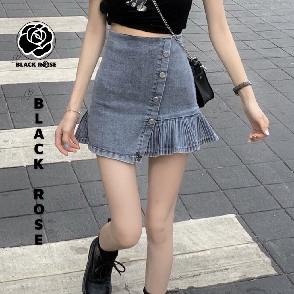 Chân Váy Bò Jean Chữ A Cao Cấp BLACK ROSE Váy Đầm Bò Rin Demin Nữ Phong Cách Hàn Quốc Hot Trend 2021 Mùa Hè-TẤM BOUTIQUE | BigBuy360 - bigbuy360.vn
