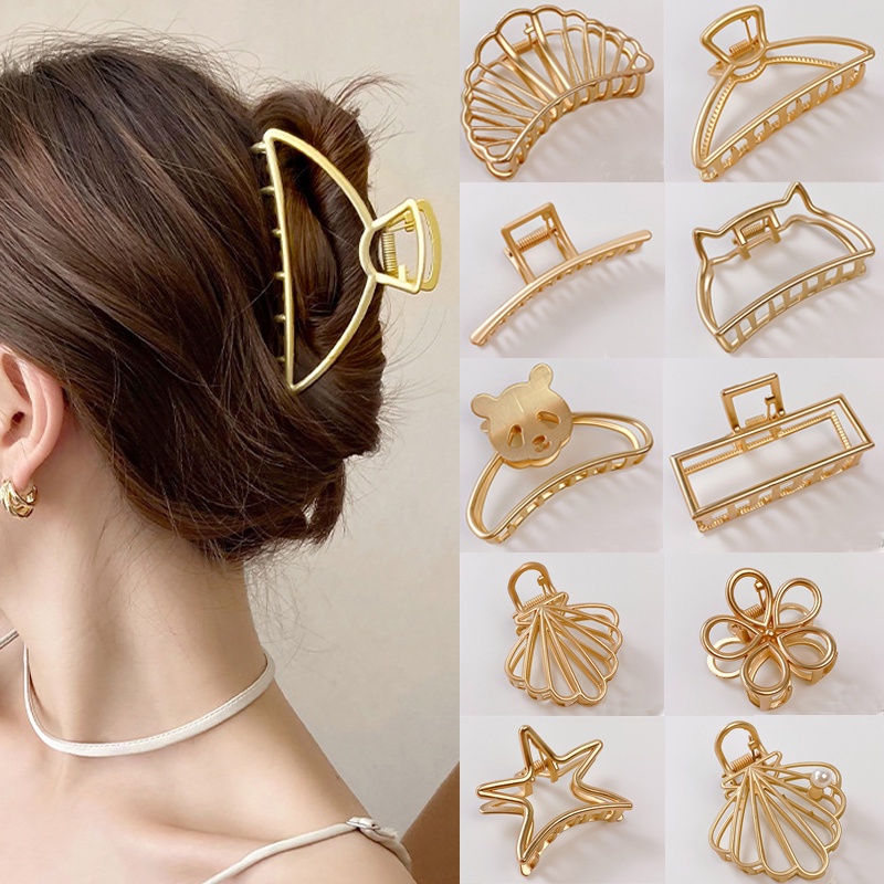 Kẹp tóc càng cua bằng kim loại hình vỏ sò / hoa / ngôi sao / động vật thời trang dành cho nữ