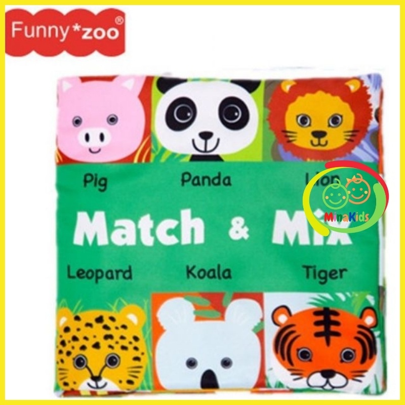 Sách Vải Tương Tác Match &amp; Mix ghép hình các con vật Funny Zoo SV24