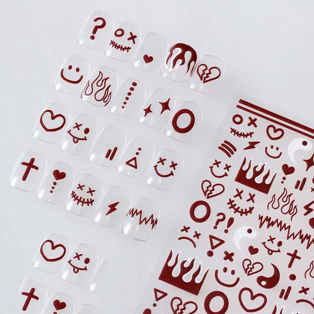 Miếng Dán Trang Trí Móng Tay Hình Trái Tim Mặt Cười Thời Trang