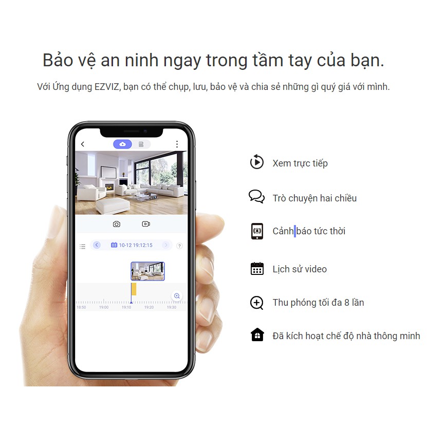 Camera Thông Minh IP Wifi (Hikvision) Ezviz C1C-B 1080P - 2MP - Trong Nhà - Chuẩn Nén H265