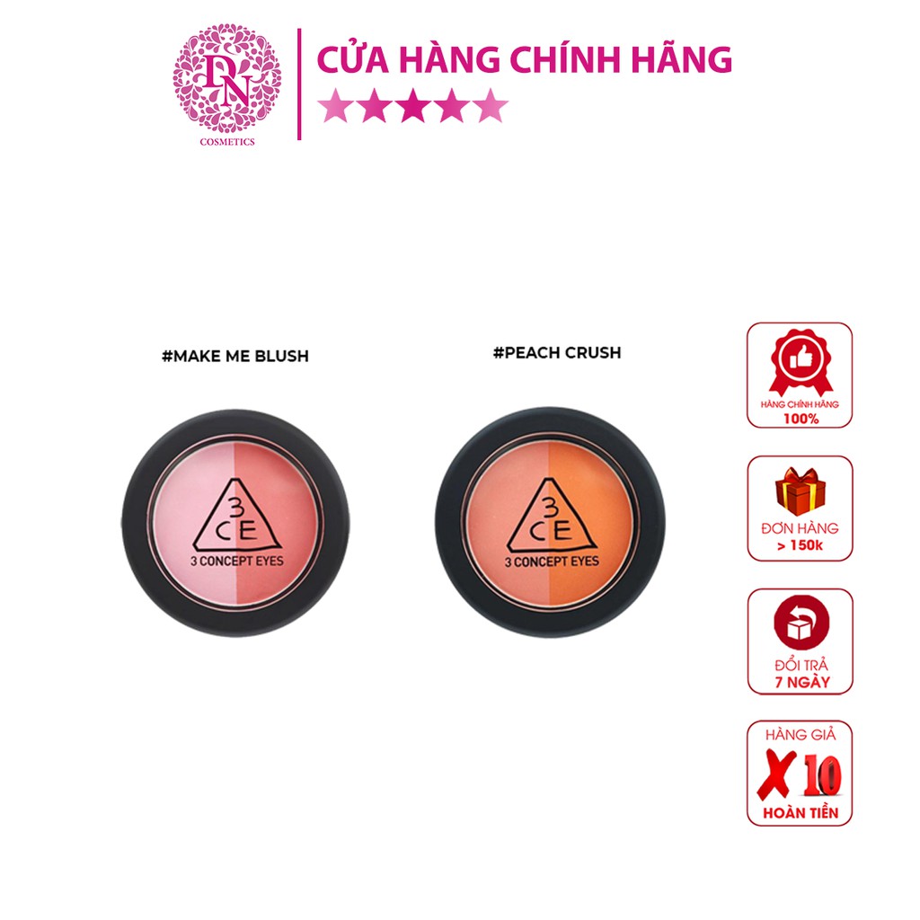 Má hồng 3CE 2 ngăn Duo Color Face Blush 5g