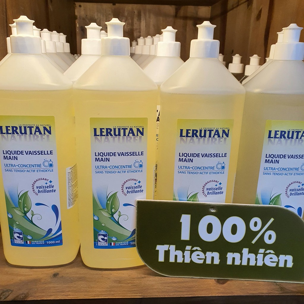Nước rửa bát đậm đặc hữu cơ hương chanh Lerutan 1L